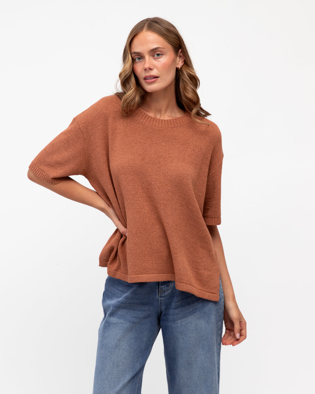 Relaxed Knit Top - Peach