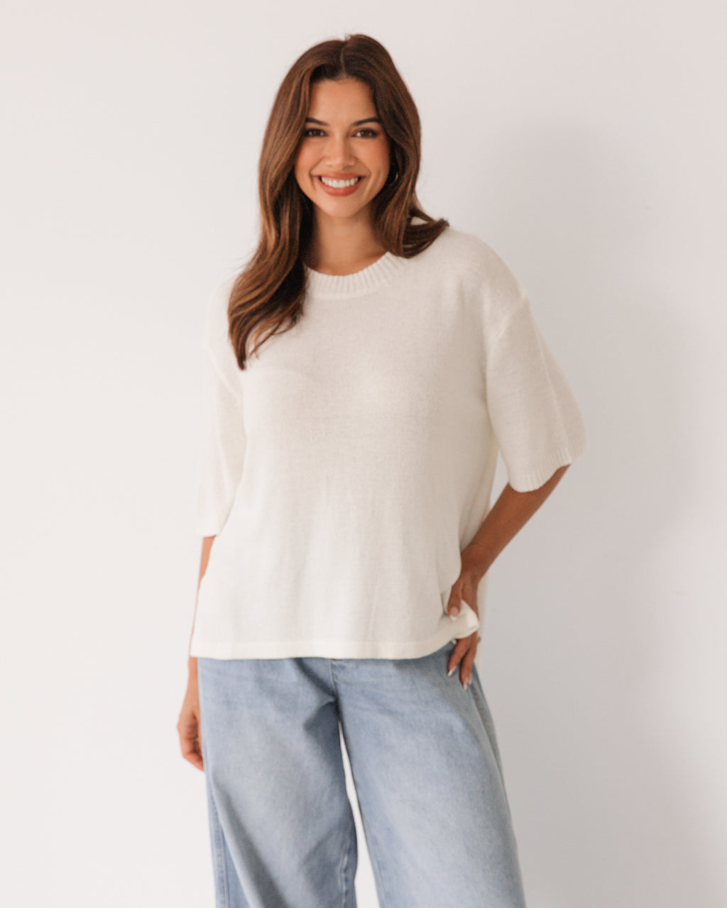 Relaxed Knit Top - White