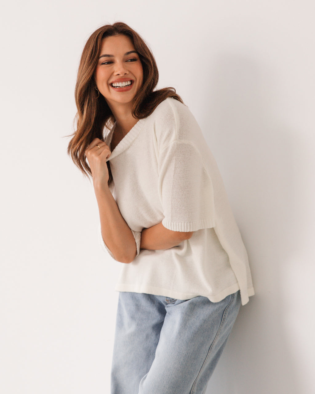 Relaxed Knit Top - White