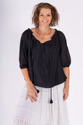 LSTH Cotton Peasant Top-Black
