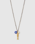 Lucky Fish Charm Necklace - Blueberry