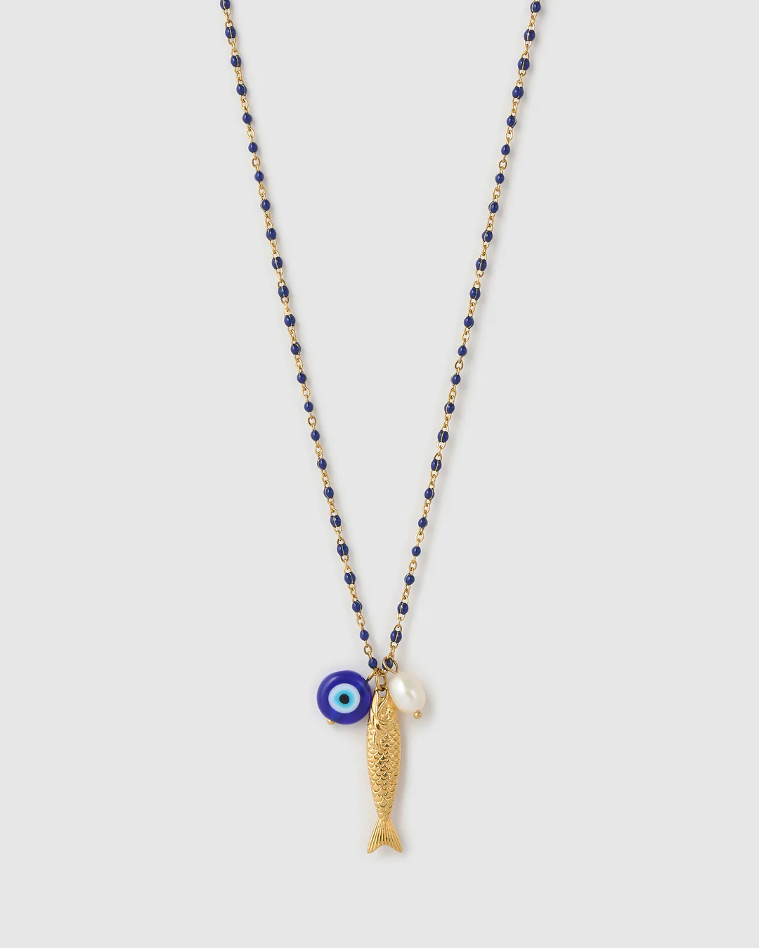 Lucky Fish Charm Necklace - Blueberry