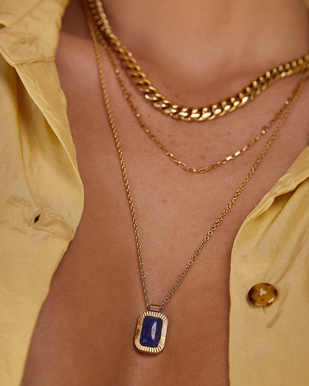 Teo Gold Necklace - Lapis