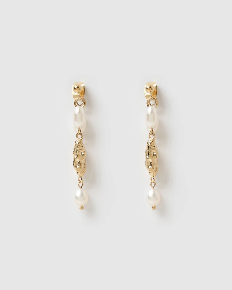 Mimi Pearl and Gold Earrings