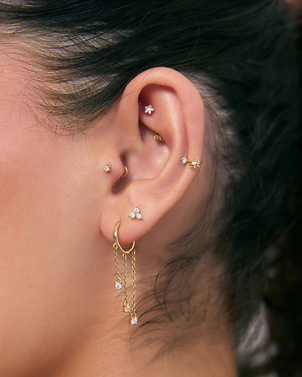 Opal Chain Huggie Earrings