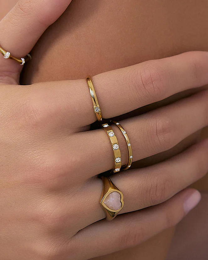 Romance Gold Ring - Rose Quartz