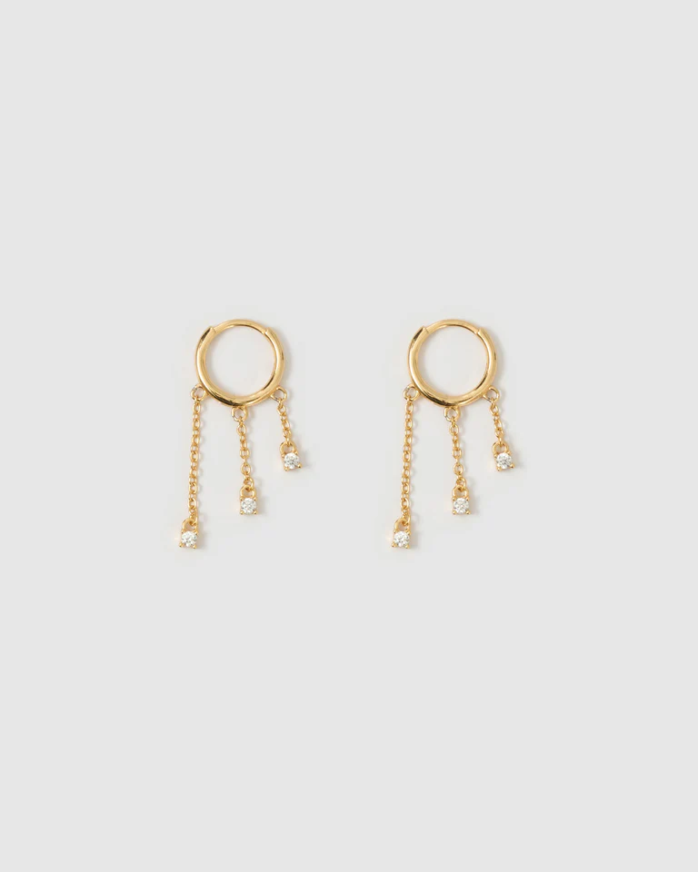 Opal Chain Huggie Earrings
