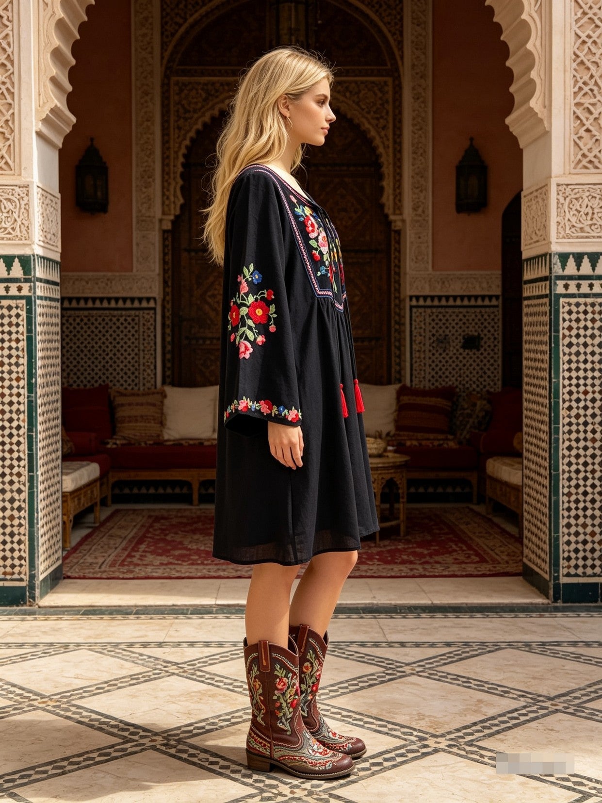Bella Embroidered Midi Dress