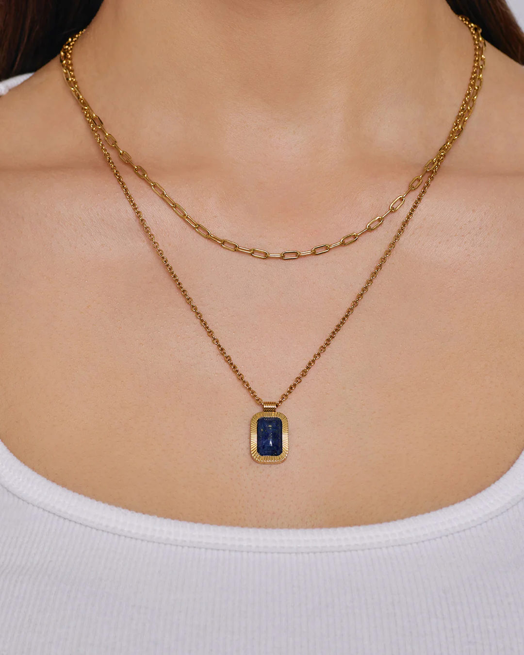 Teo Gold Necklace - Lapis