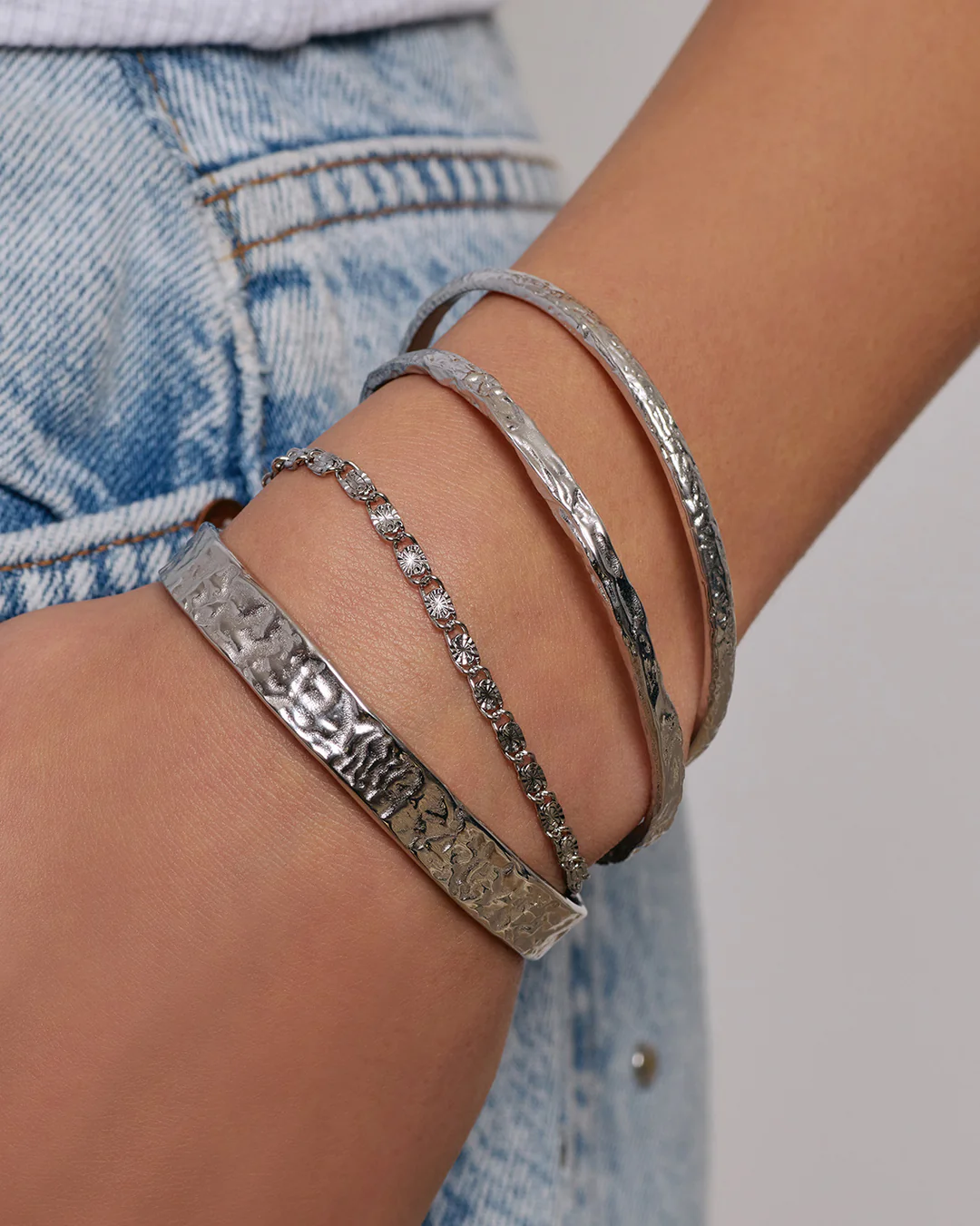Helios Silver Cuff Bracelet