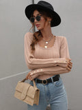 Ribbed scallop edge knit top - 3 Colours