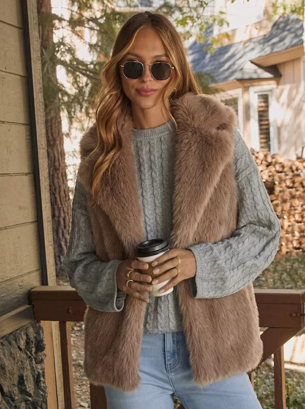 Faux Fur Vest - Mocha
