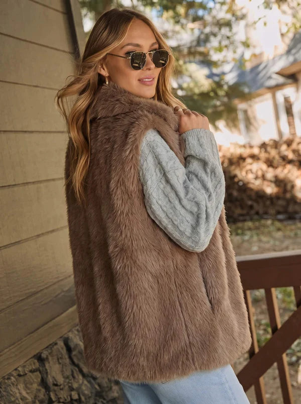 Faux Fur Vest - Mocha
