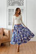Jaase - 1186 Indigo Bloom Print Vela Skirt