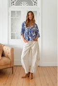 Jaase - 1186 Indigo Bloom Print Gabriella Top