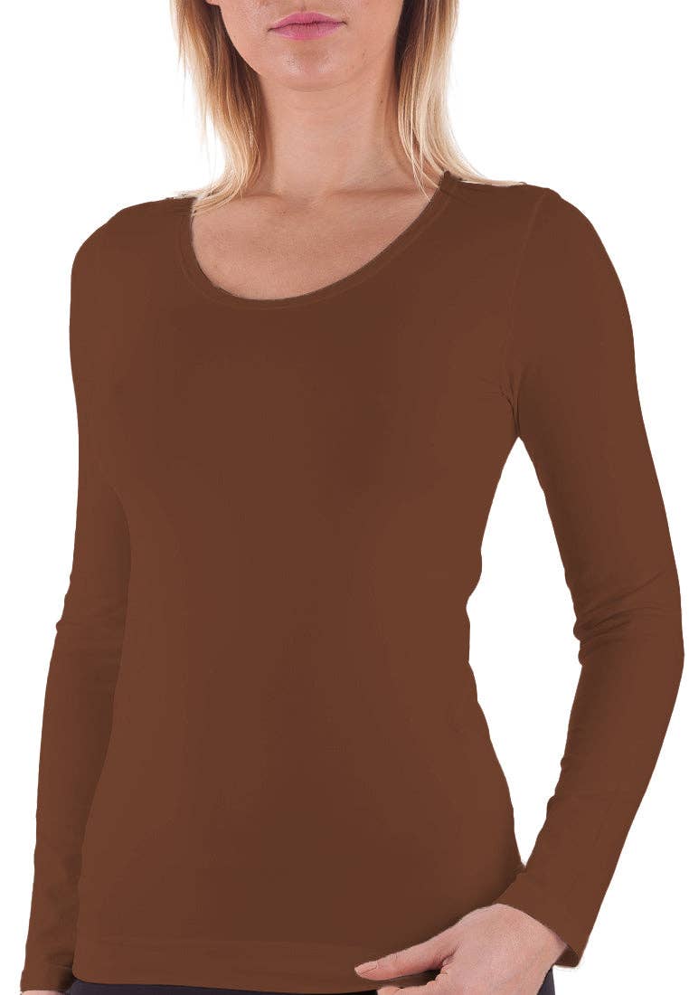 Bellissima - BELLISSIMA Seamless Round Neck Long Sleeve - Black / S/M
