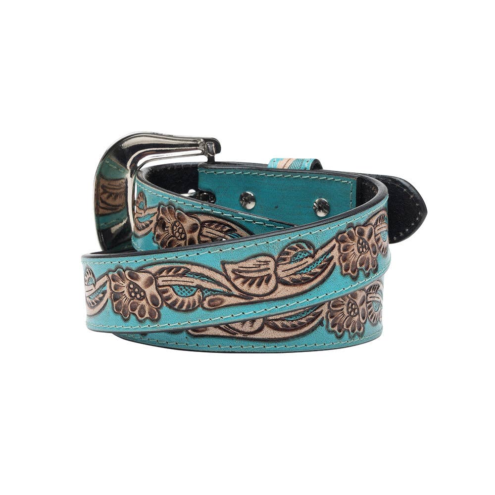 Myra Bag - Canyon Shadow Hand-tooled Women's Belt - Turquoise / M