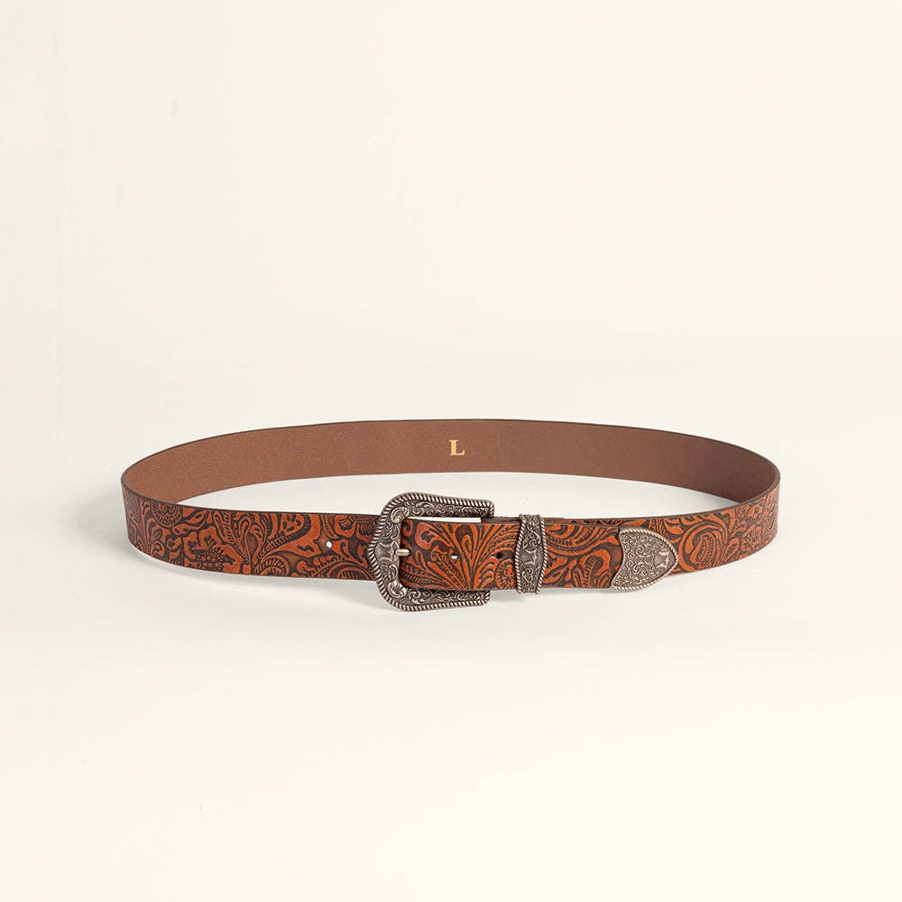Myra Bag - Loyal West Sophia Belt - Brown Floral Leather - M