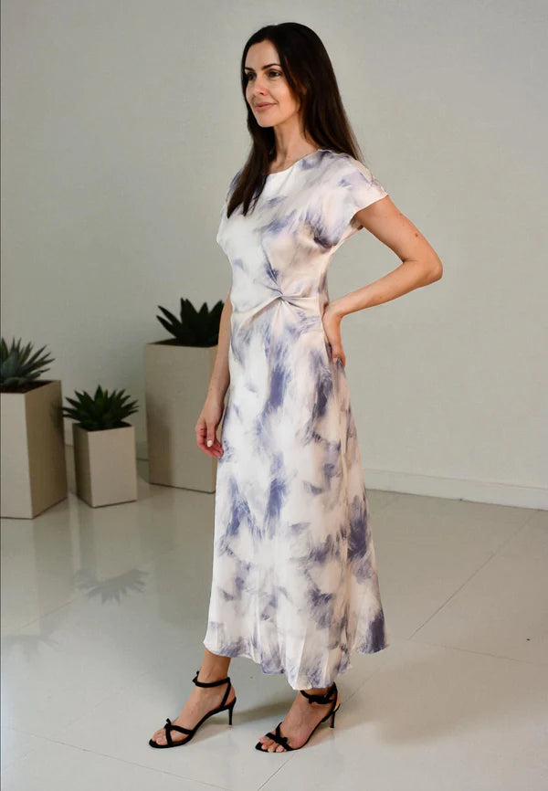 Satin Twist Front Dress - 3 Prints