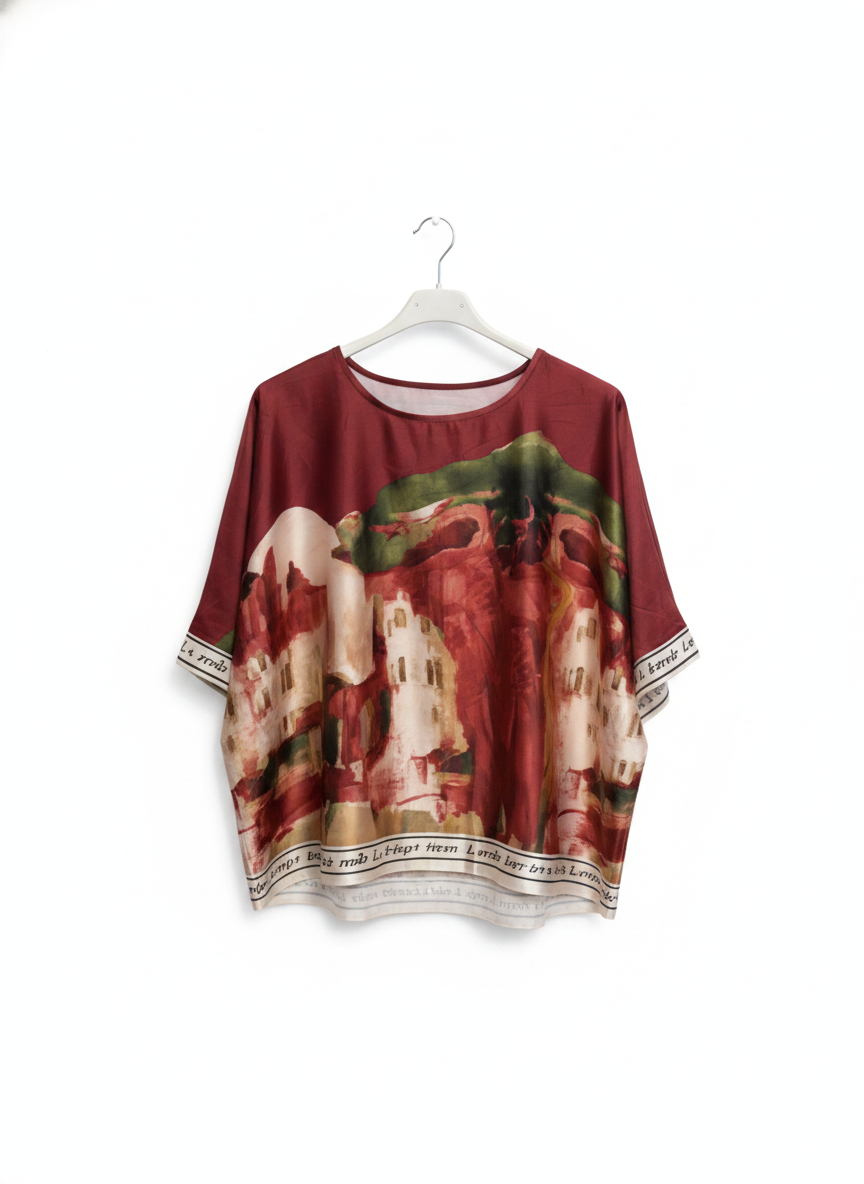 Take me to Italy - Relaxed fit Silk Wine Red Top