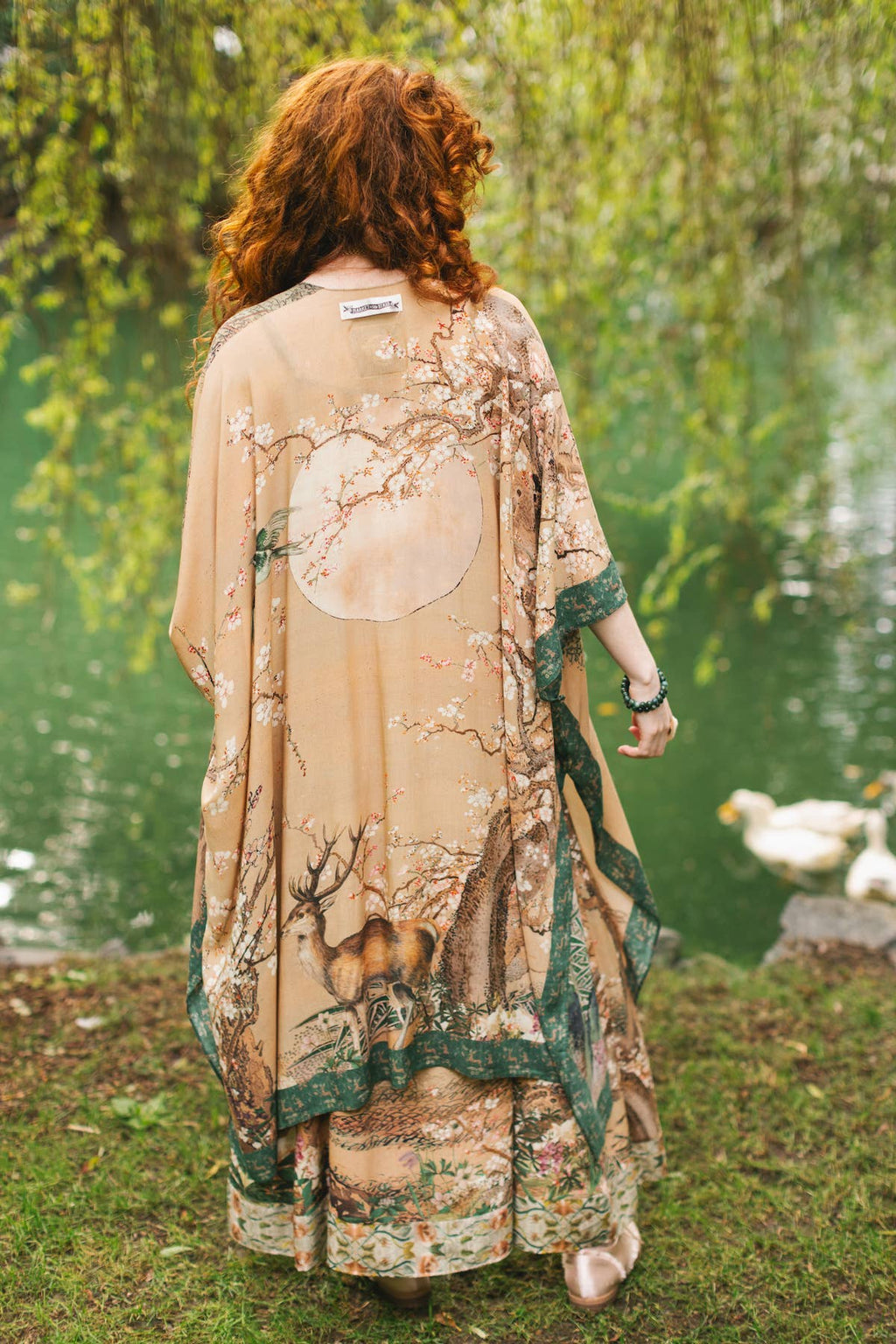 Fable Bohemian Goddess Starduster Kimono w/ Deer and Moon