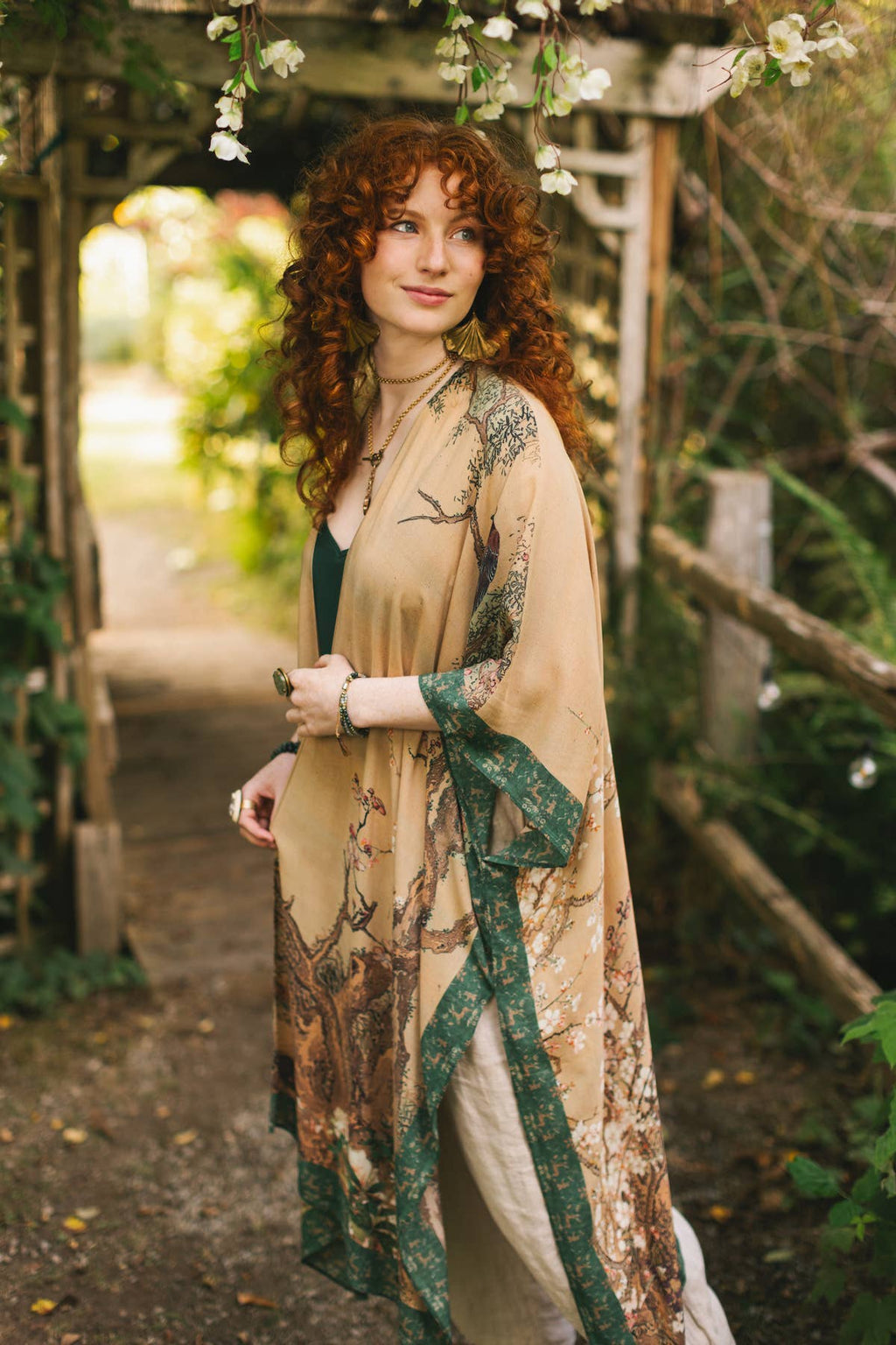 Fable Bohemian Goddess Starduster Kimono w/ Deer and Moon