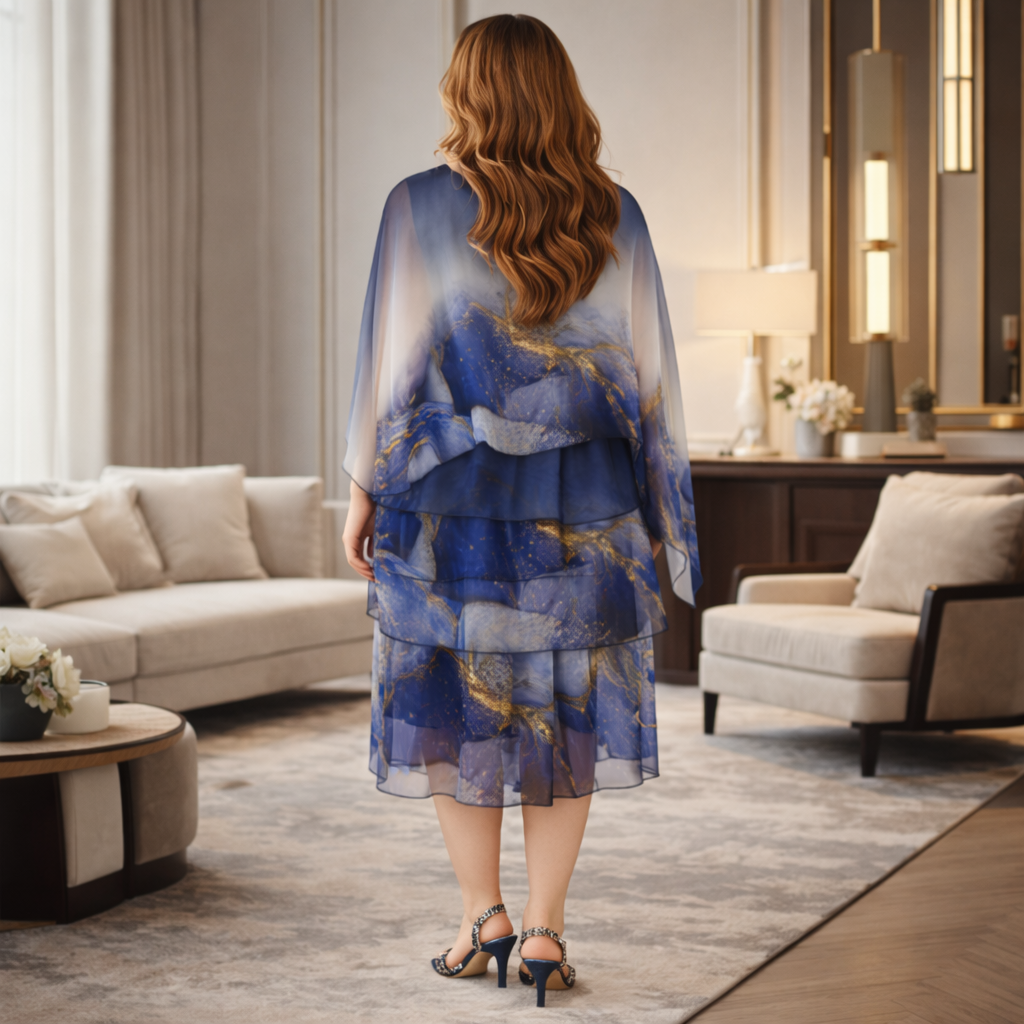 VeraMay - 6573 Navy Vera May Italian Silk Dress - S/M