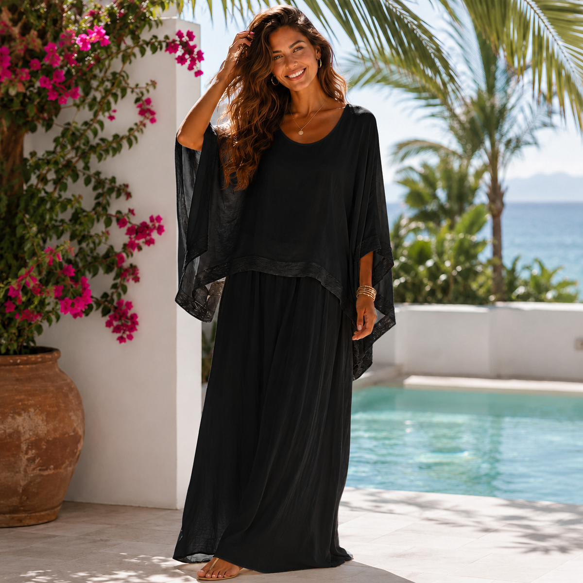 VeraMay - 6579 ITALIAN SILK DRESS BLACK - S/M