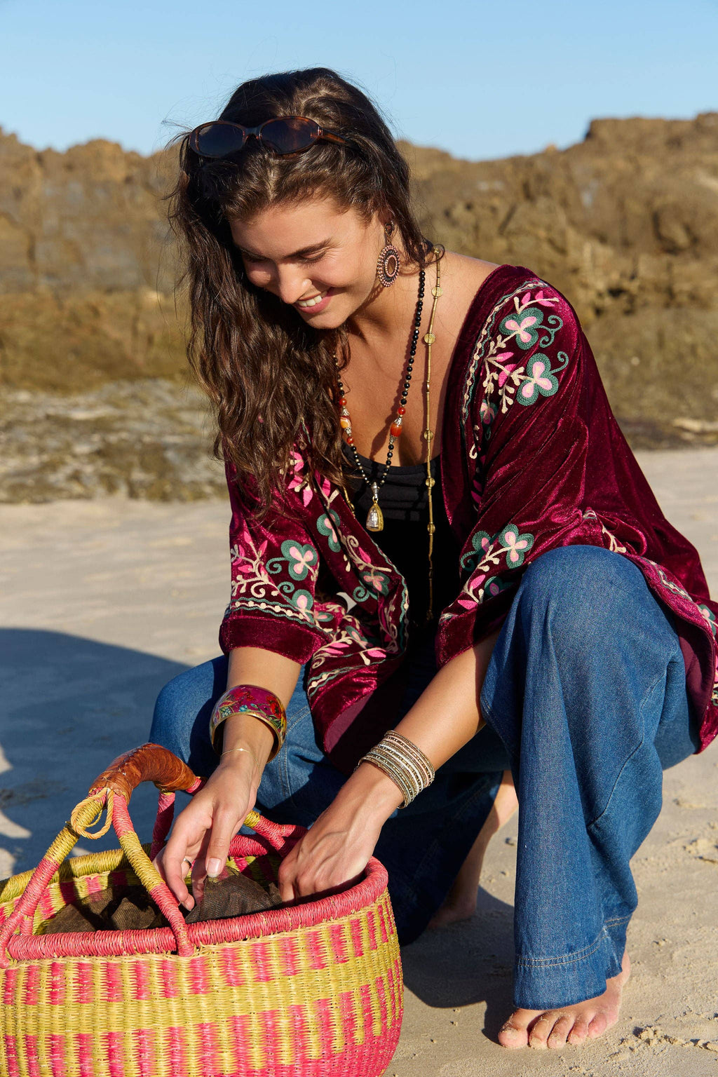 Velvet Kimono Jacket Bondi Embroidery
