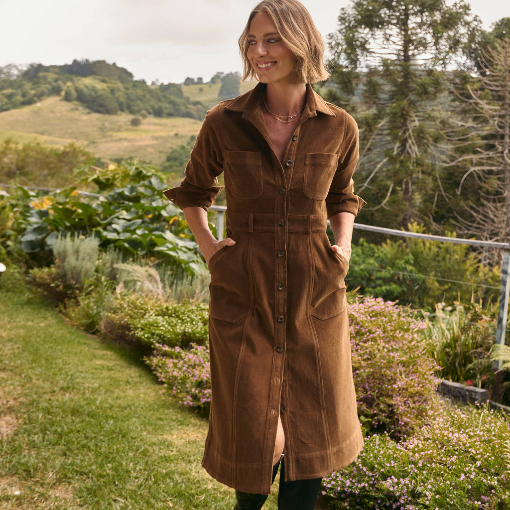 Rory Dress Toffee Brown Cord