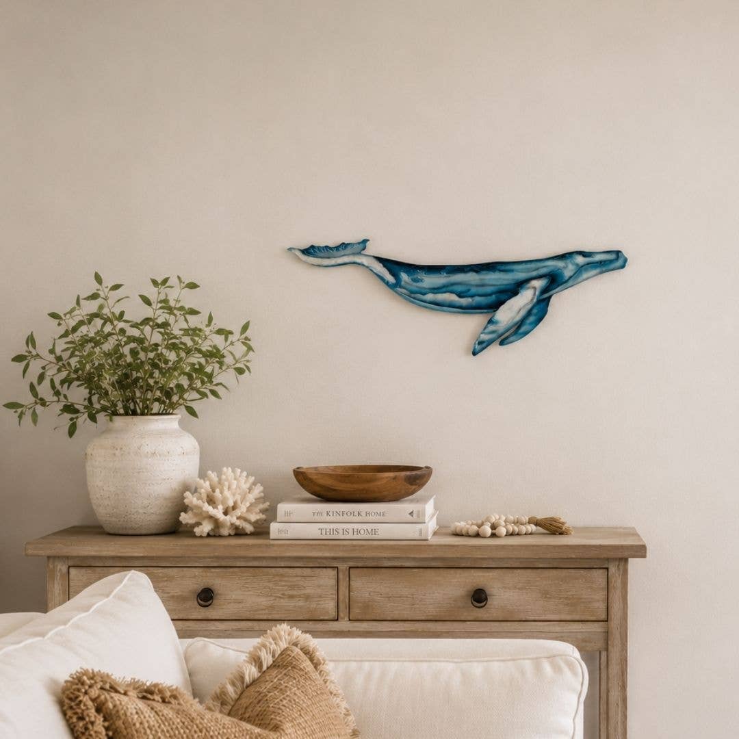 DARLIN - Capiz Blue Whale Wall Art