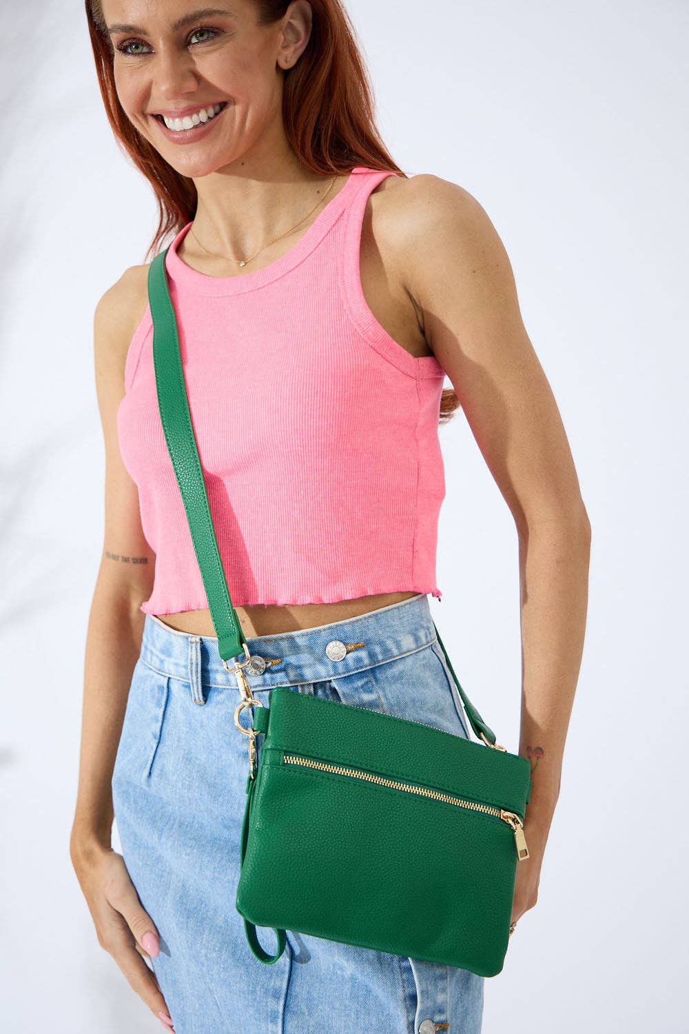 Nakoa The Label - Vegan PU Leather Arizona Crossbody - Emerald Green