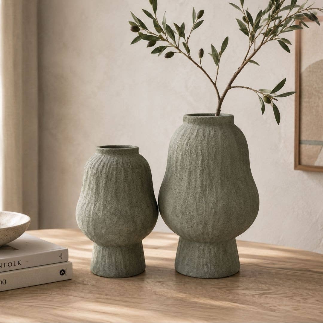 DARLIN - Elin Vases - Moss Stone  - (S) 21.5 cm Tall x 16.5 cm Dia