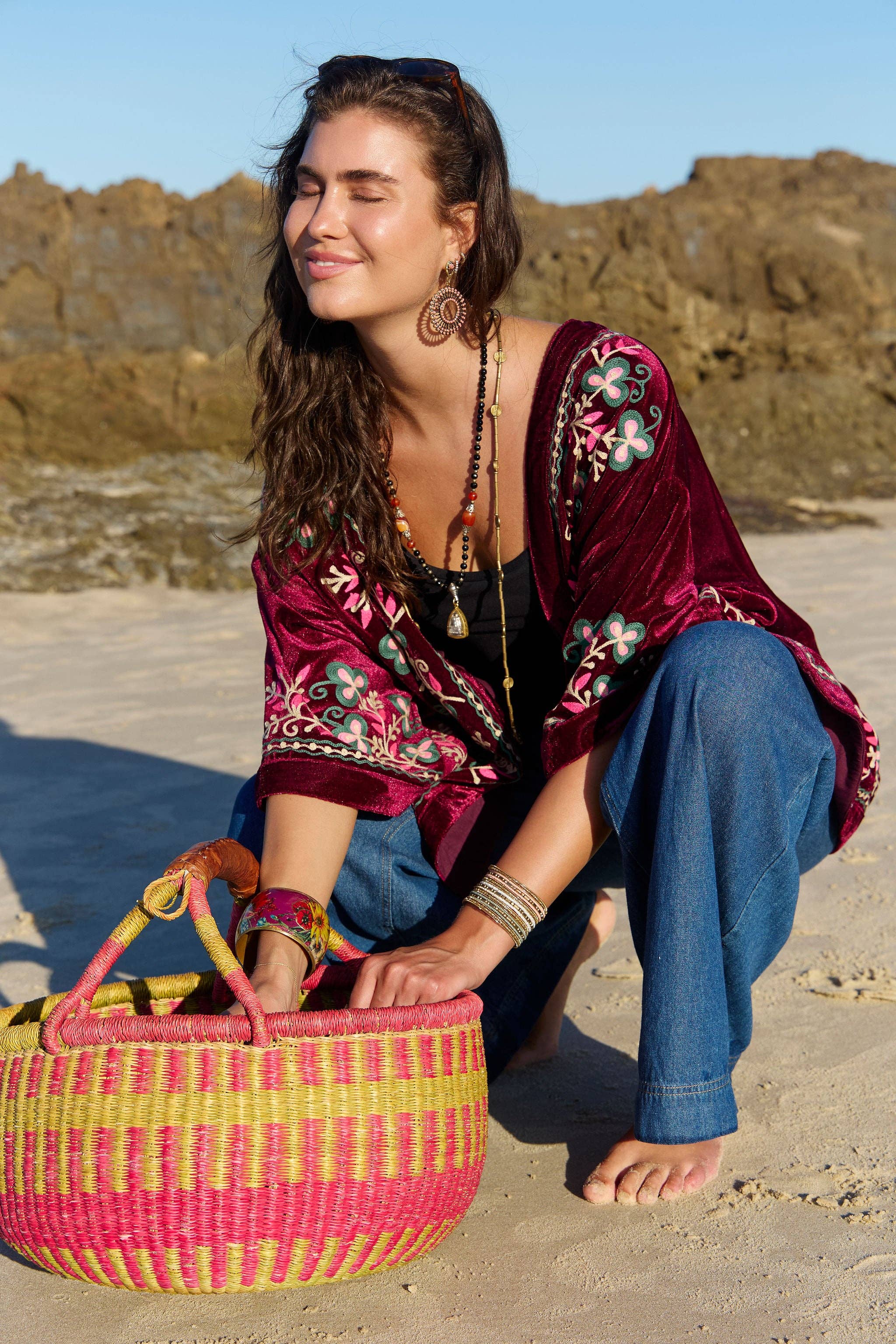 Velvet Kimono Jacket Bondi Embroidery