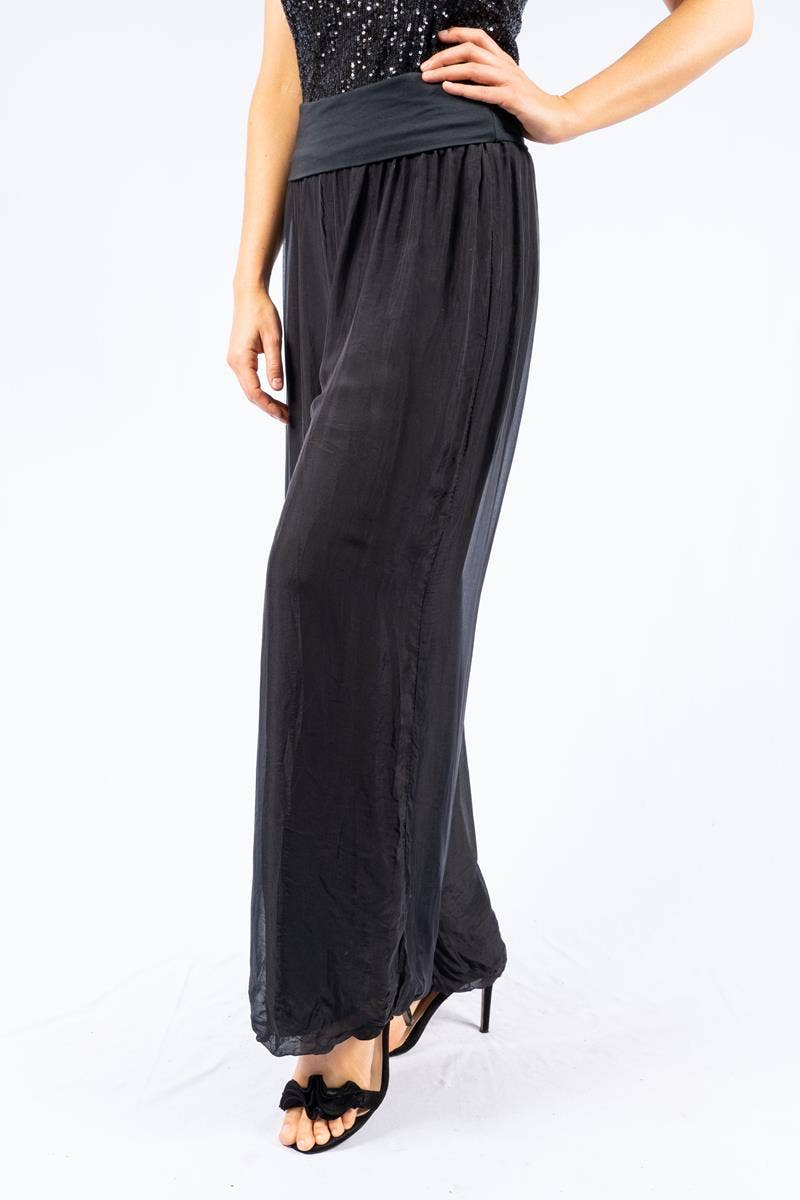 The Italian Closet - Faustina - Black - Italian Silk Pants