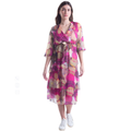 VeraMay - 6171 Pink Vera May Italian Silk Floral Dress - S