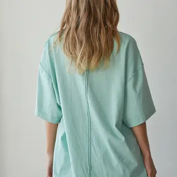 Graphic Shell Print Crew Oversized Tee - Mint