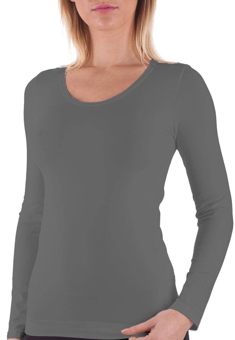 Bellissima - BELLISSIMA Seamless Round Neck Long Sleeve - Black / M/L