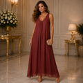 VeraMay - 6796 Bruciato Italian Made & Designed Silk Maxi Dress  - S/m
