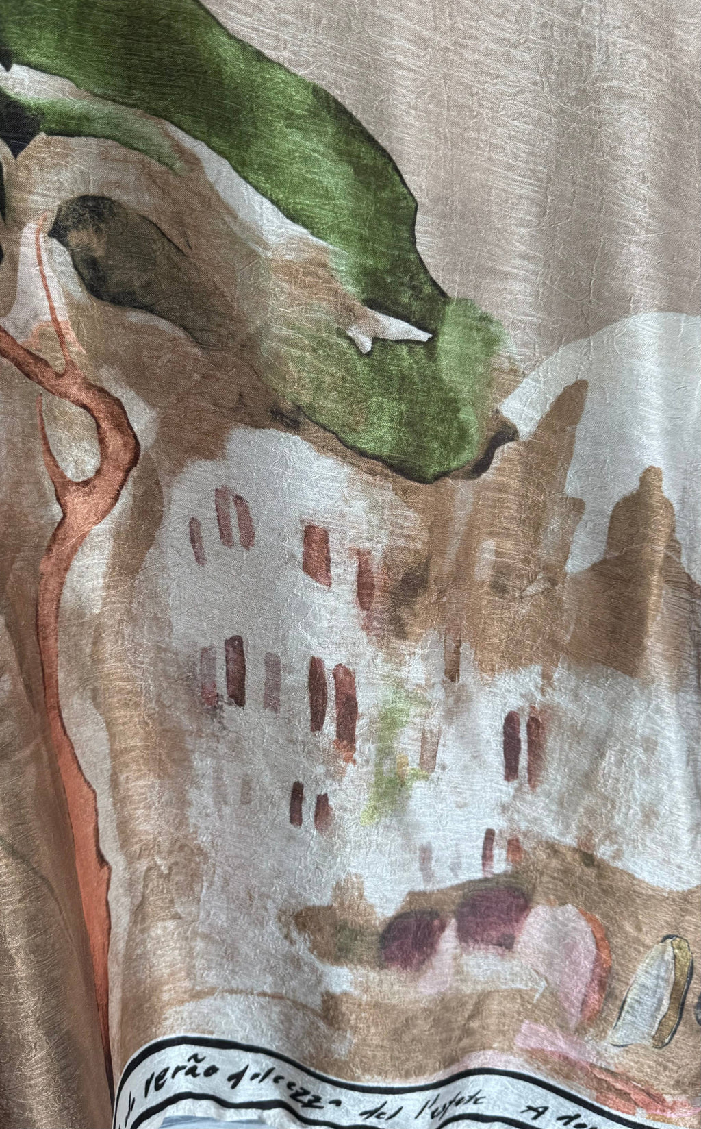 Take me to Italy - Relaxed Fit Watercolor Lustrous Women's  Top - GOLDEN BEIGE- Made in Italy ,O/S