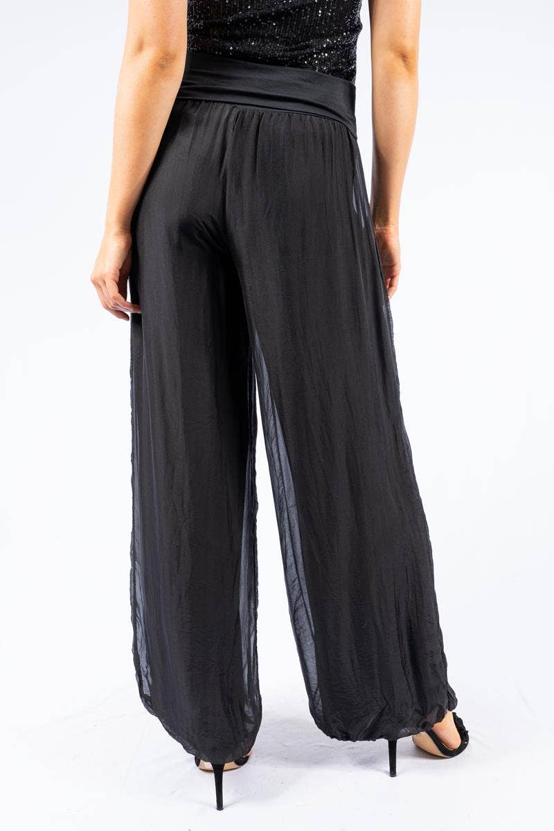 The Italian Closet - Faustina - Black - Italian Silk Pants