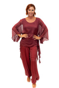 The Italian Closet - Adeline Pant- Bordeax- Silk pant with open hem and soft band