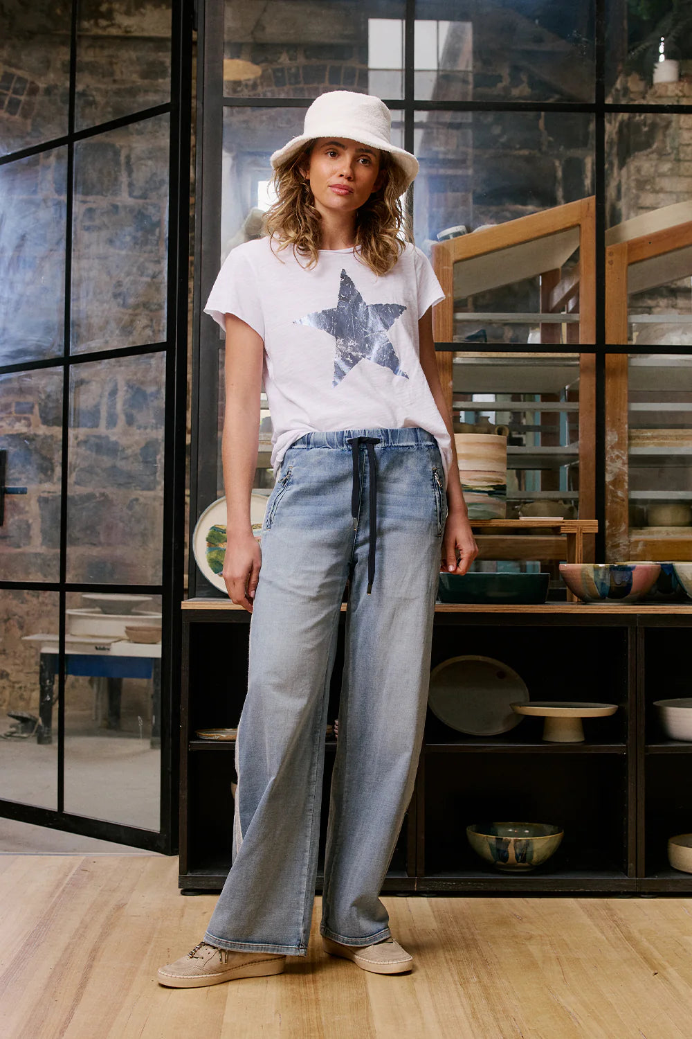 Italian Star - Ice Tee - Grey/Blue Metallic Star