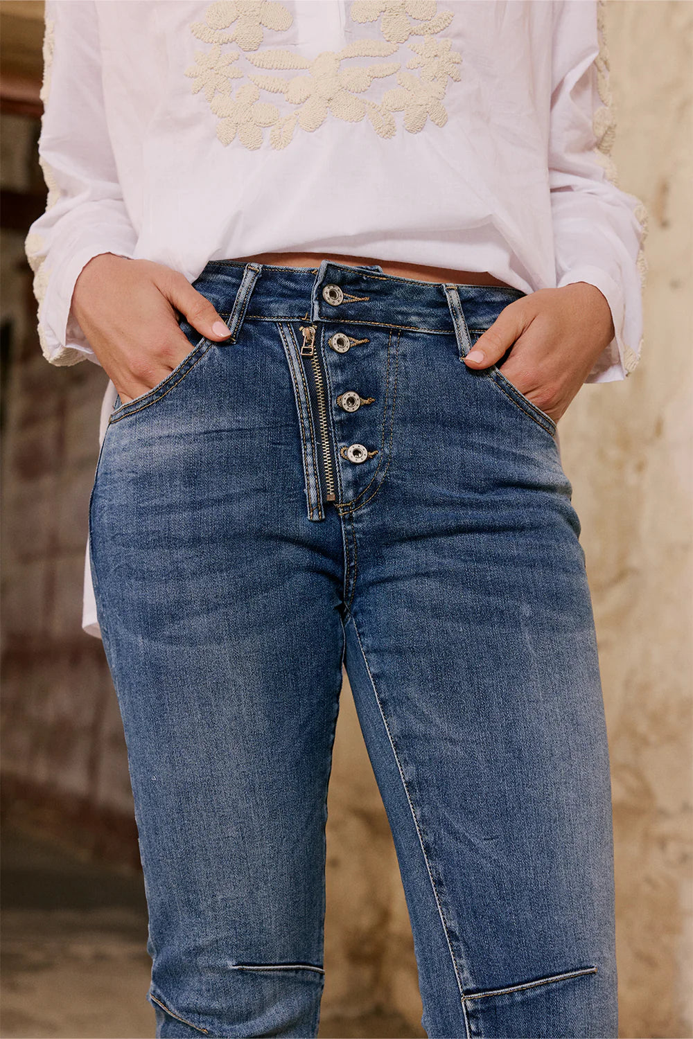 Italian Star - Zip/Button Jean - Dark Denim