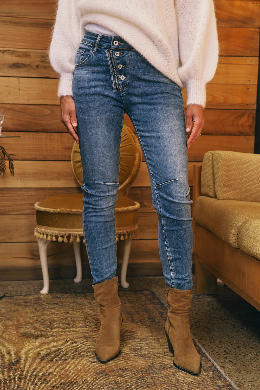 Italian Star - Zip/Button Jean - Dark Denim