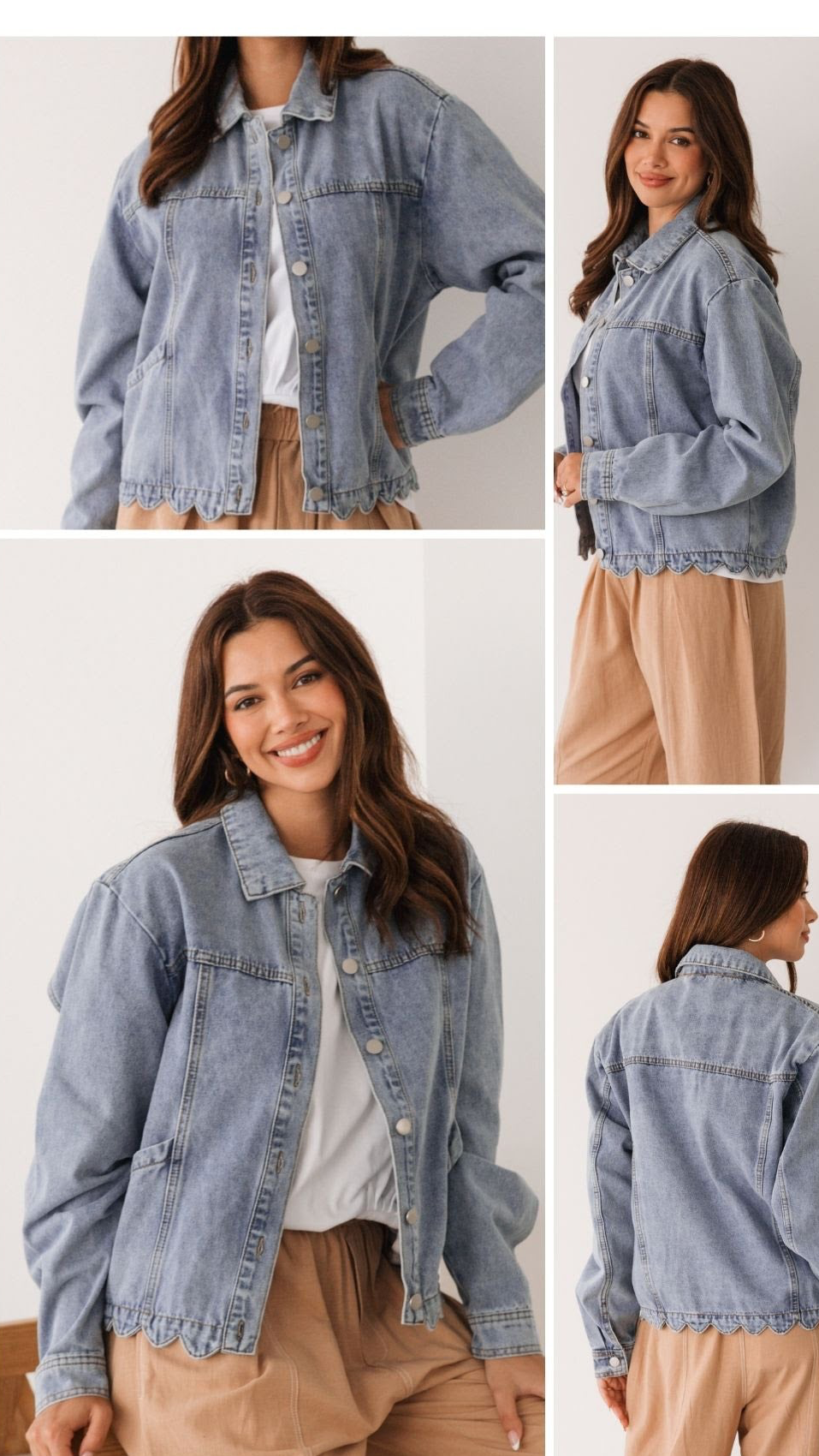 Light Wash Scallop Edge Denim Jacket